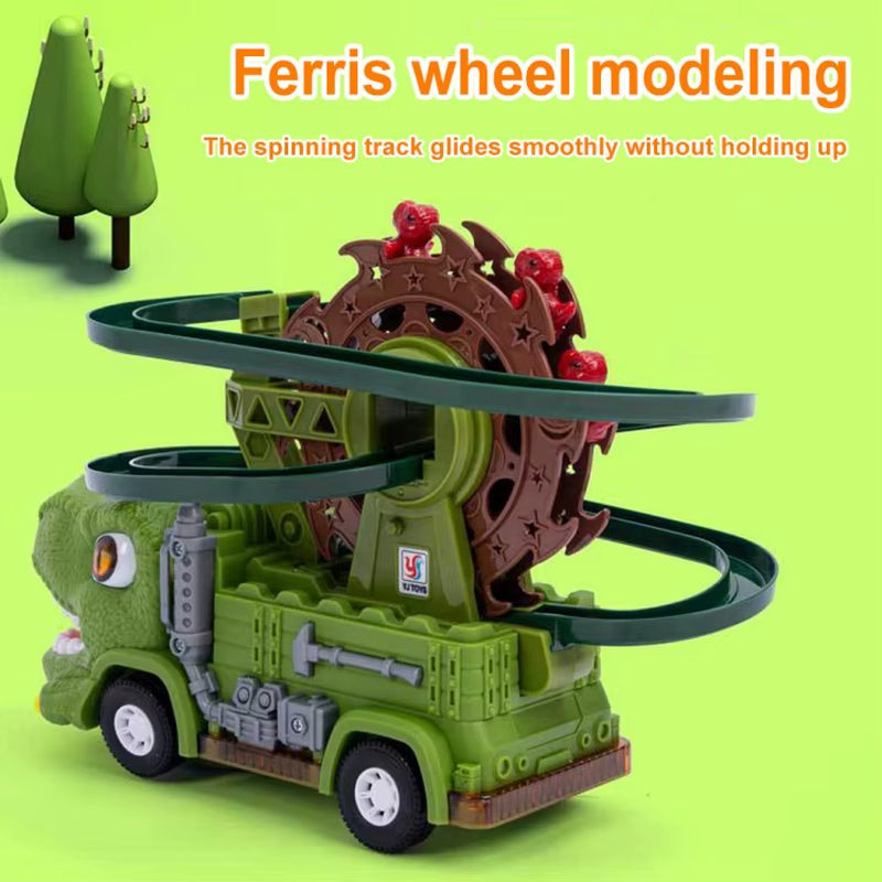 Dinosaur Climbing Slide Music Toy Puzzle Fun Electric Slide Toy Car Fun Slide Roller Coaster Birthday Christmas Gifts for Kids