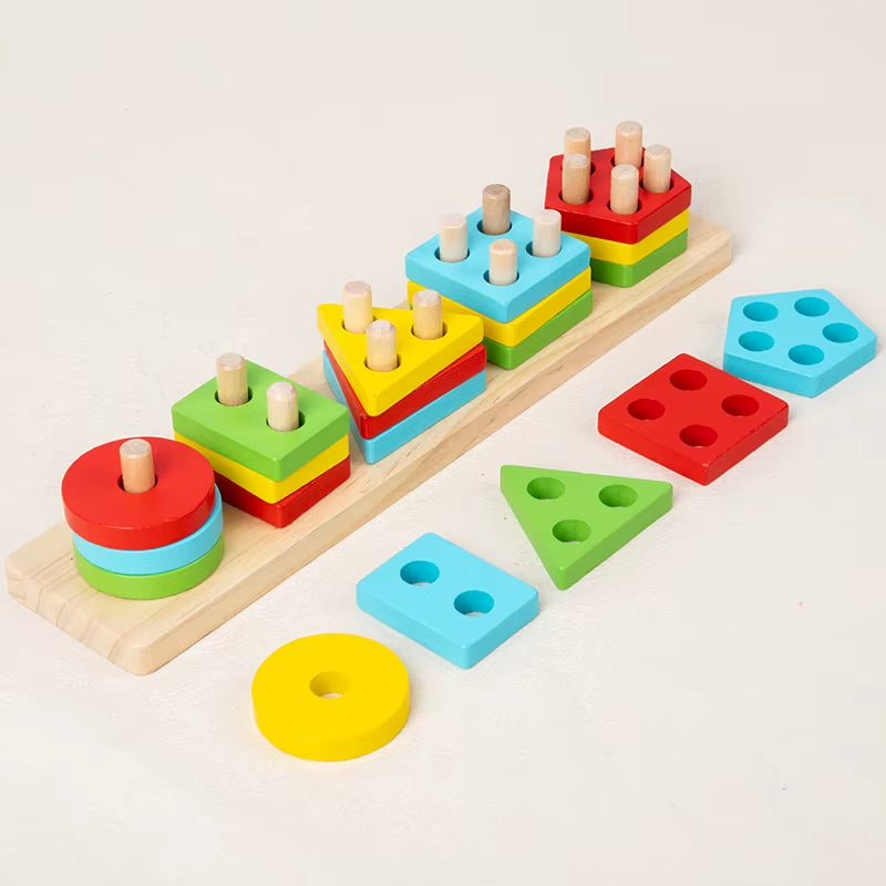 Matching Stacking Building Block Clock Sets 3D Puzzles Board Musical Figure Game Montessori Educational Toys for Kids Boys Girls