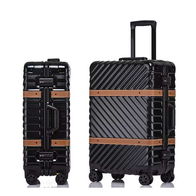 2020 Popular Waterproof 20/24/28 Inch 100% PC Hard Shell Aluminum Frame TSA Vintage Suitcase Luggage