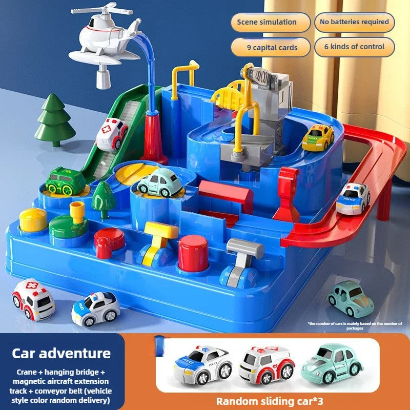 Rail Car Toys for Kids Inertia Cars Track Adventure Game Brain Mechanical Train Interactive Puzzle Toy Children Christmas Gifts
