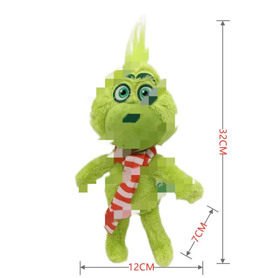 Hot Selling Christmas Green-Haired Grinch Plush Toy Kids' Cartoon Doll with PP Cotton Filling for Stress Relief