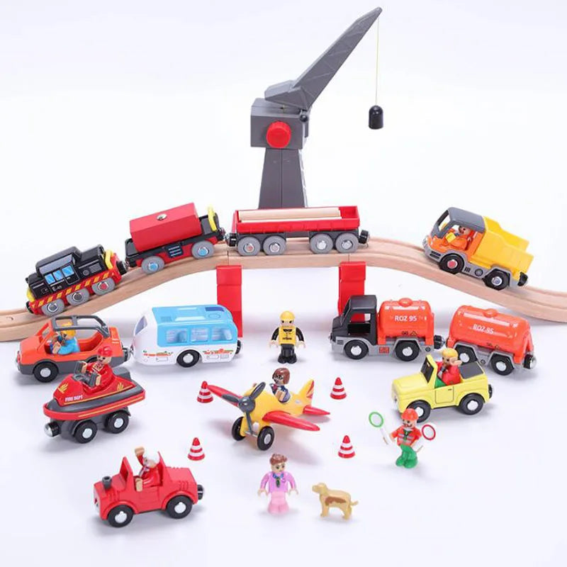 Wooden Track Accessories Magnetic Car Toy Wood Train Railway Scene Car Truck Fit BIRO Track Children'S Educational Toys