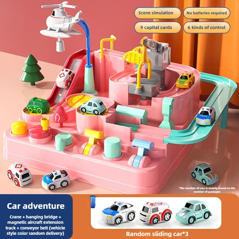 Rail Car Toys for Kids Inertia Cars Track Adventure Game Brain Mechanical Train Interactive Puzzle Toy Children Christmas Gifts