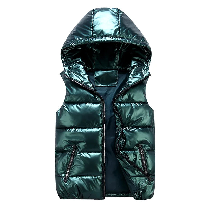 Winter Parent-Child Matching Outfits Shiny Child Waistcoat Cotton Girls Boys Vest Kids Jackets Children Outerwear for 100-185Cm