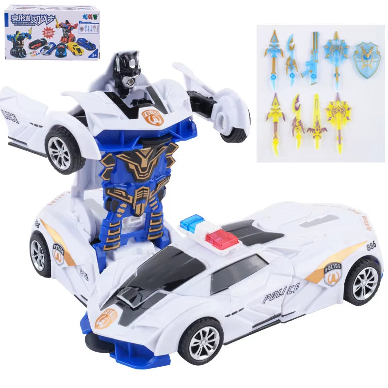 Yubon Mini Collision Deformation Robot Inertia Car Sports Car One Click Deformation Robot Car Toy for Kids Gift 2024