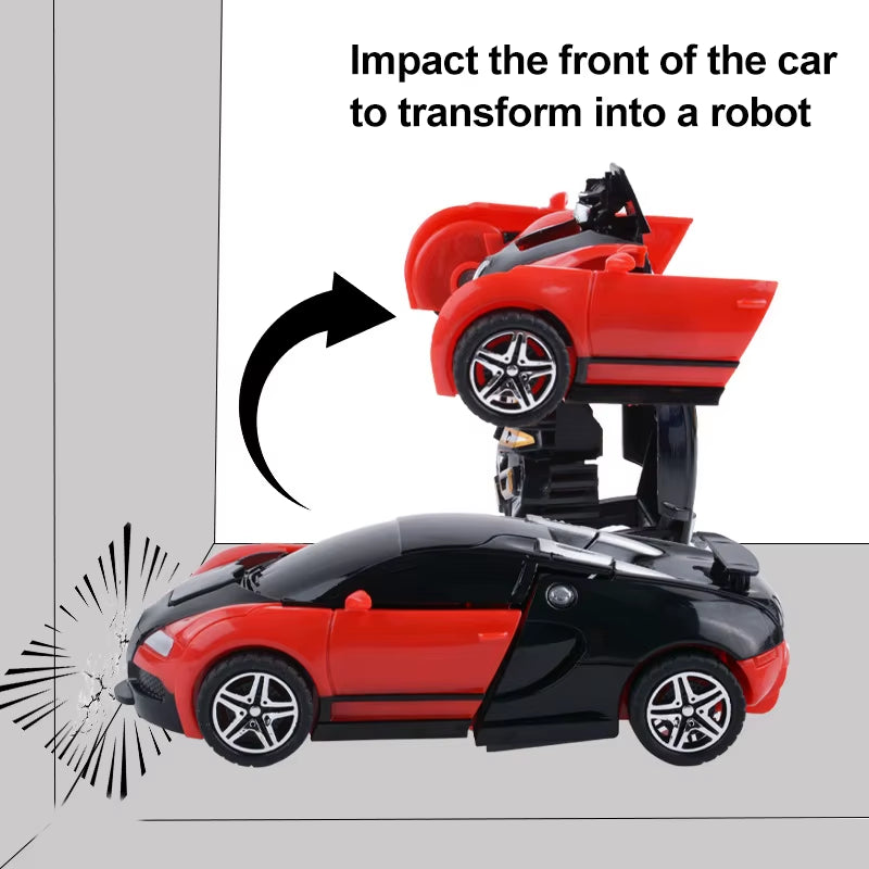 Yubon Mini Collision Deformation Robot Inertia Car Sports Car One Click Deformation Robot Car Toy for Kids Gift 2024