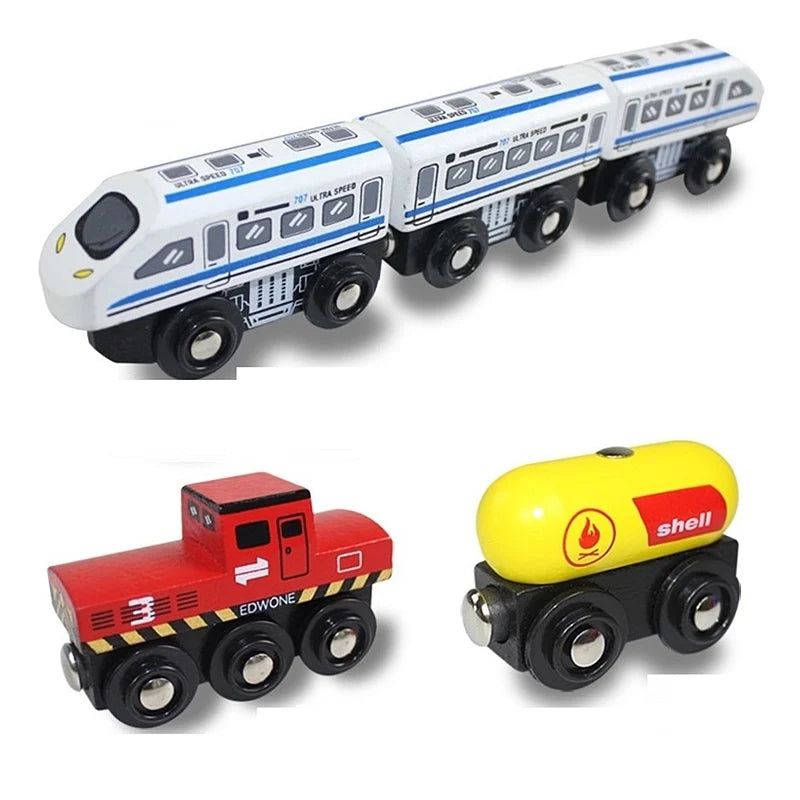 Magnetic Train Toys Wooden Train Accessories Anime James Locomotive Car Railway Vehicles Track Trains Toys Kids Gifts