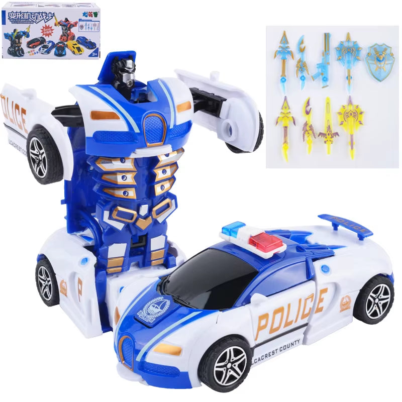 Yubon Mini Collision Deformation Robot Inertia Car Sports Car One Click Deformation Robot Car Toy for Kids Gift 2024