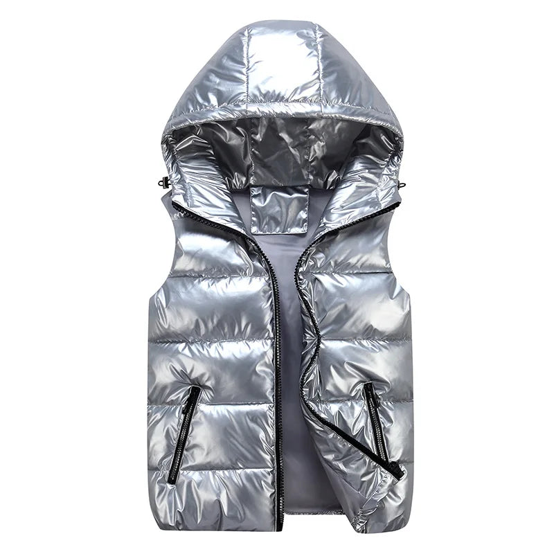 Winter Parent-Child Matching Outfits Shiny Child Waistcoat Cotton Girls Boys Vest Kids Jackets Children Outerwear for 100-185Cm