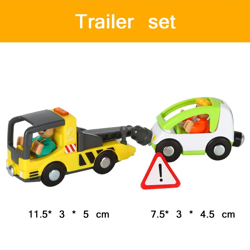Wooden Track Accessories Magnetic Car Toy Wood Train Railway Scene Car Truck Fit BIRO Track Children'S Educational Toys