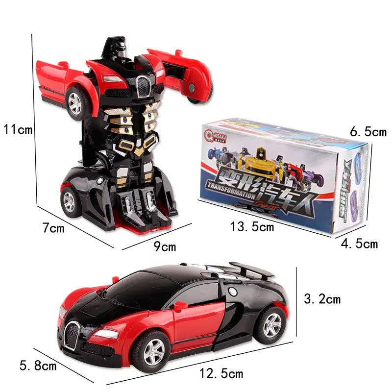 Yubon Mini Collision Deformation Robot Inertia Car Sports Car One Click Deformation Robot Car Toy for Kids Gift 2024