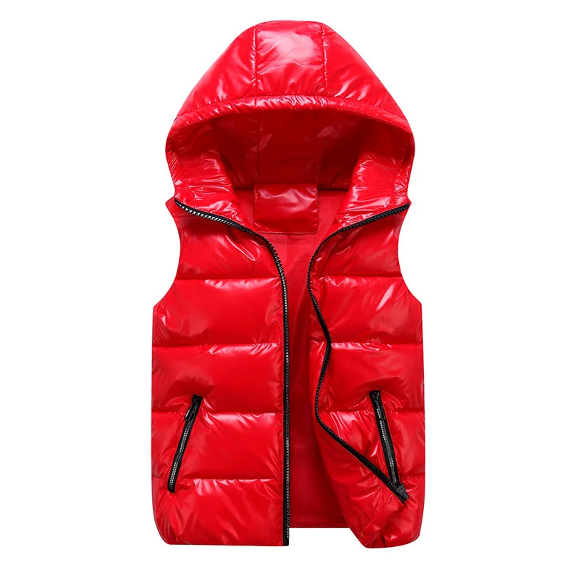 Winter Parent-Child Matching Outfits Shiny Child Waistcoat Cotton Girls Boys Vest Kids Jackets Children Outerwear for 100-185Cm