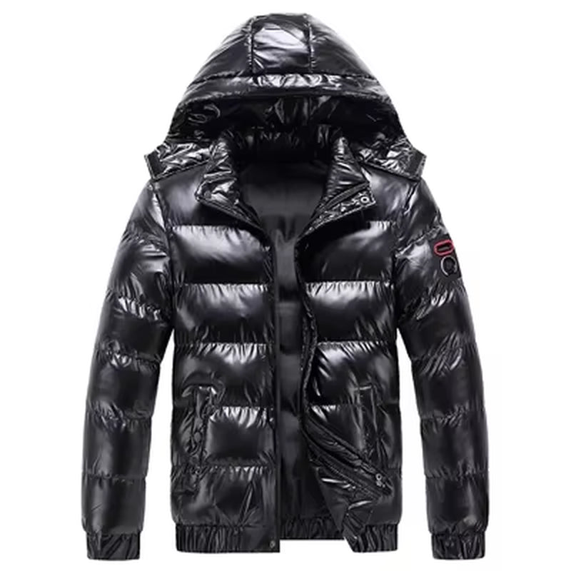 Autumn Men'S Coat Windbreaker Fashion Male Cotton Warm Parka Shiny down Hood Casual Outerwear Thermal Black Bomber Jackets Men