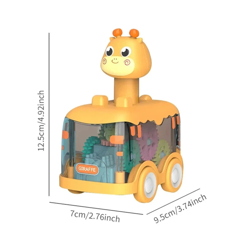 Baby Animal Car Toys for Toddlers 1 2 3 Years Light up LED Toy Pull Back Car with Visible Gear Birthday Gifts for Kids Boys Girl