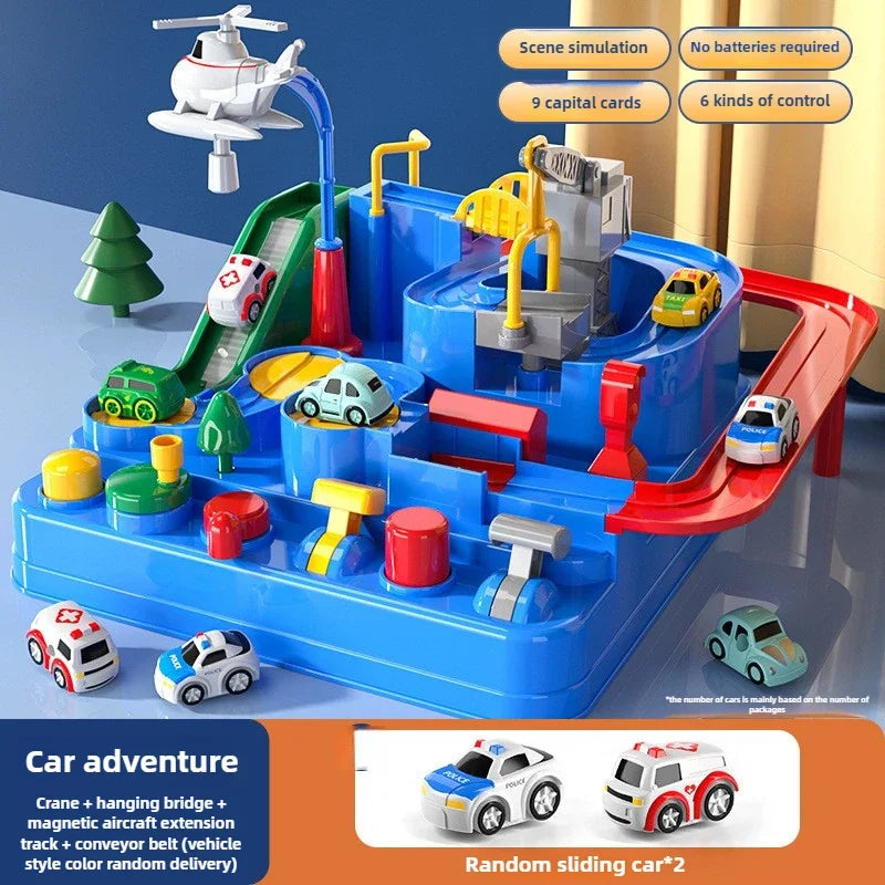 Rail Car Toys for Kids Inertia Cars Track Adventure Game Brain Mechanical Train Interactive Puzzle Toy Children Christmas Gifts
