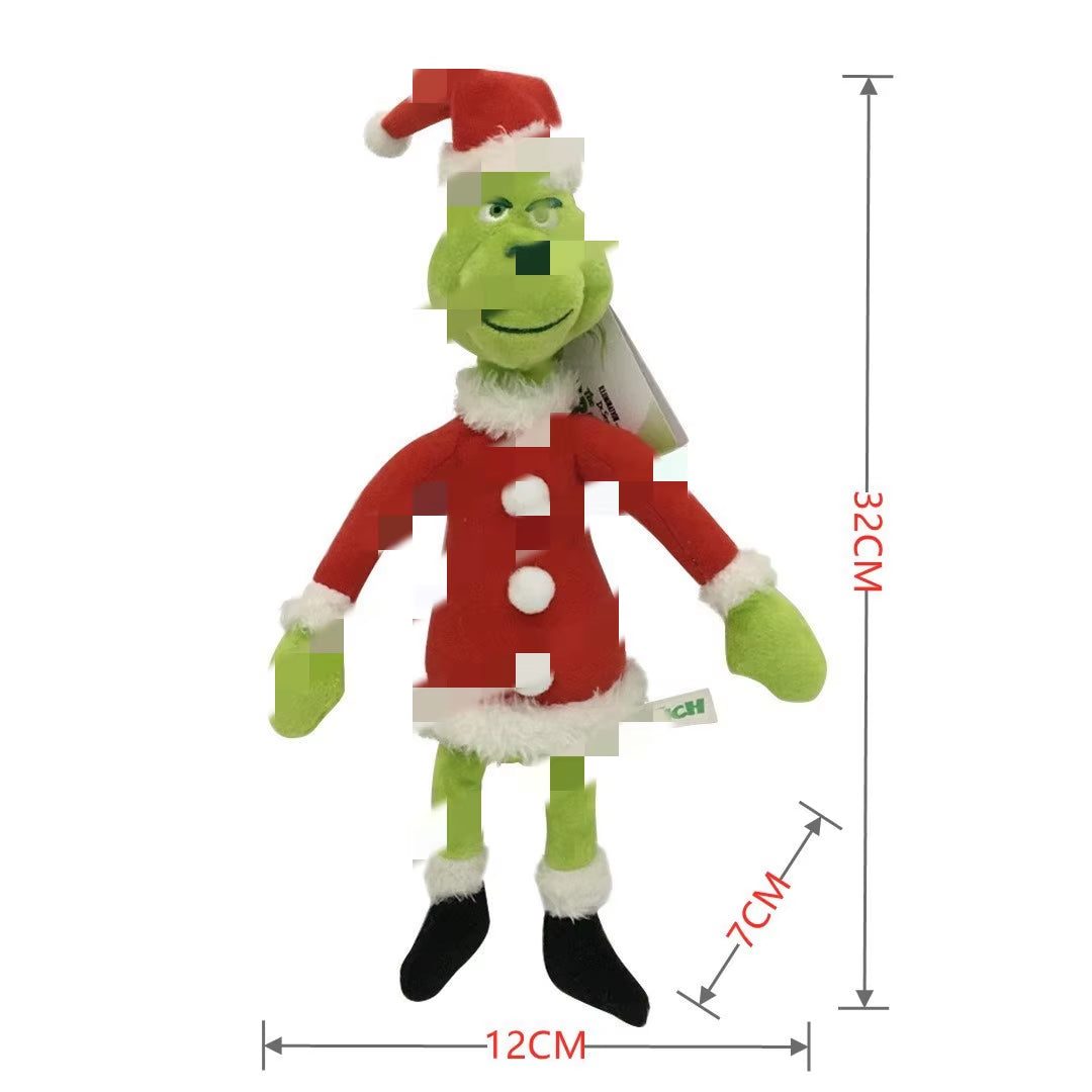 Hot Selling Christmas Green-Haired Grinch Plush Toy Kids' Cartoon Doll with PP Cotton Filling for Stress Relief