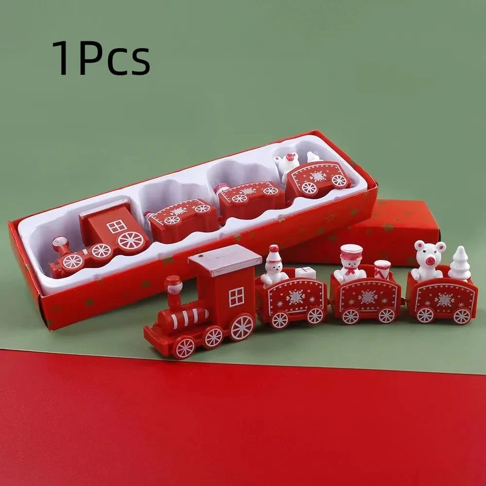 Kids Christmas Plastics Train Toy Mini Train Decor Set for Christmas Party Christmas Train Ornament Fun Gift Home Decoration