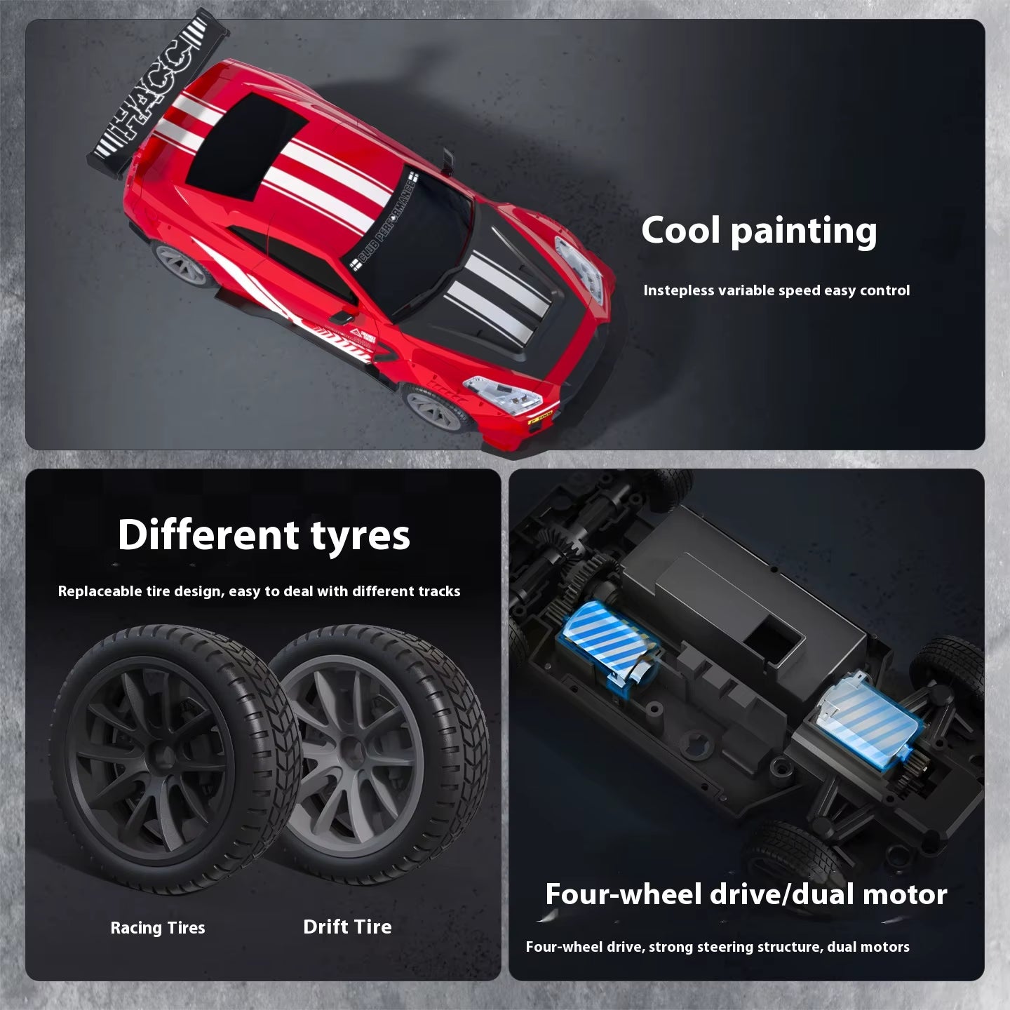 CJH Remote Control Racing Drift Car 1:20 Four-Wheel Drive Christmas Children'S Toy with Lights