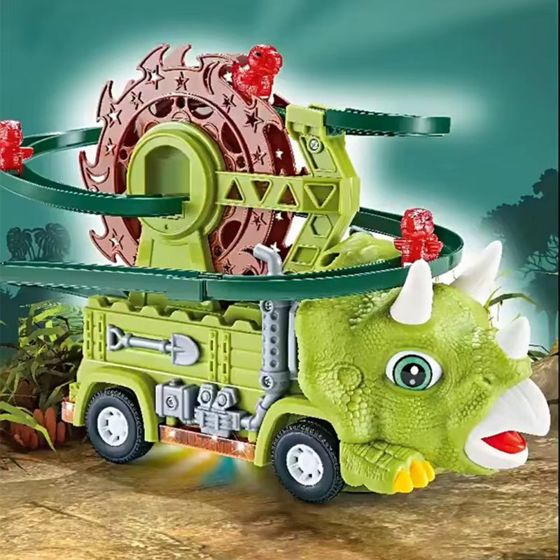 Dinosaur Climbing Slide Music Toy Puzzle Fun Electric Slide Toy Car Fun Slide Roller Coaster Birthday Christmas Gifts for Kids