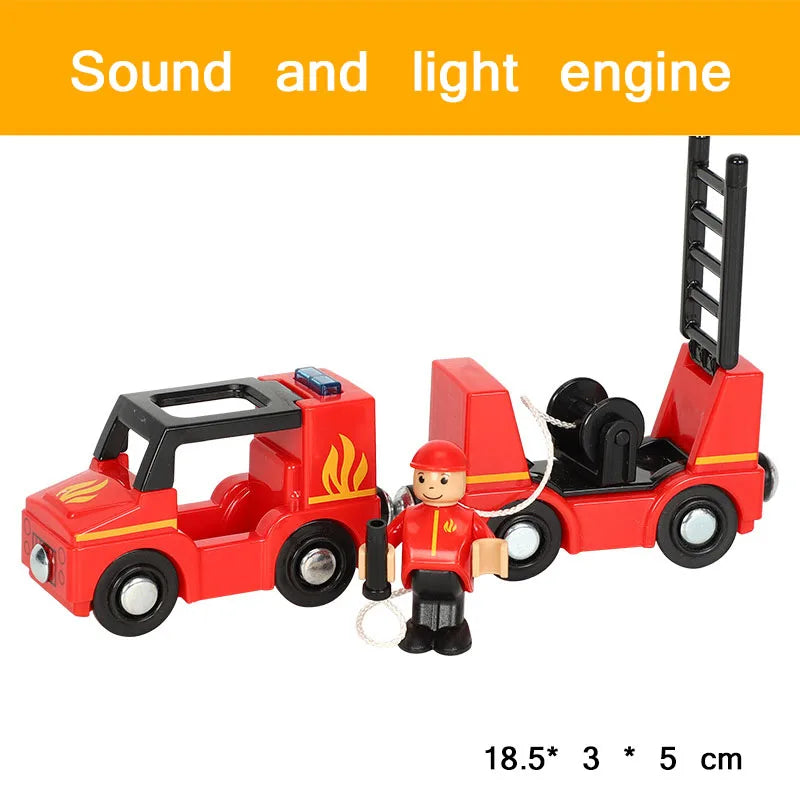 Wooden Track Accessories Magnetic Car Toy Wood Train Railway Scene Car Truck Fit BIRO Track Children'S Educational Toys