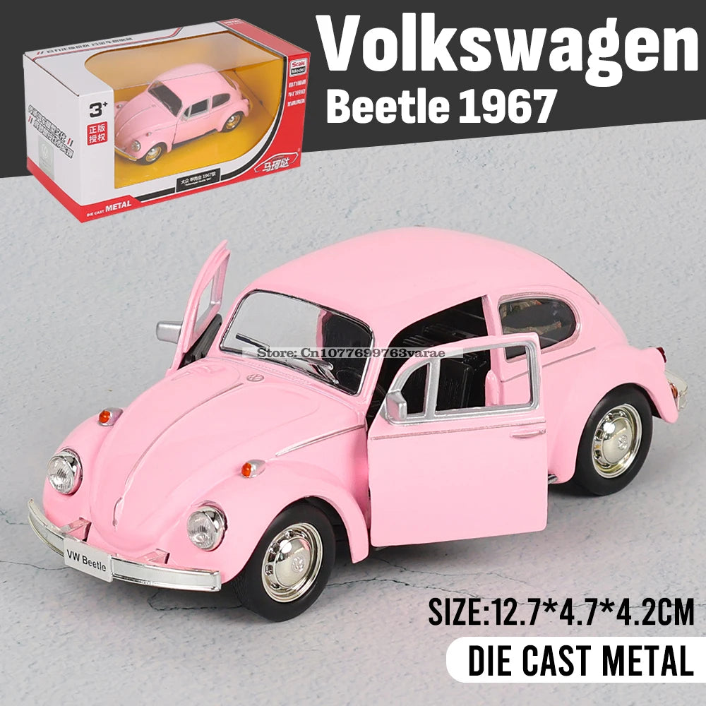 1:36 Volkswagen Beetle Classic 1967 Pink Alloy Car Model Toy Casting Series Collection Jewelry Gift Christmas Gift