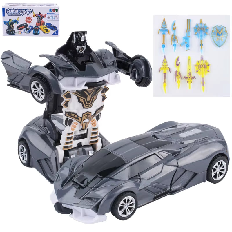Yubon Mini Collision Deformation Robot Inertia Car Sports Car One Click Deformation Robot Car Toy for Kids Gift 2024