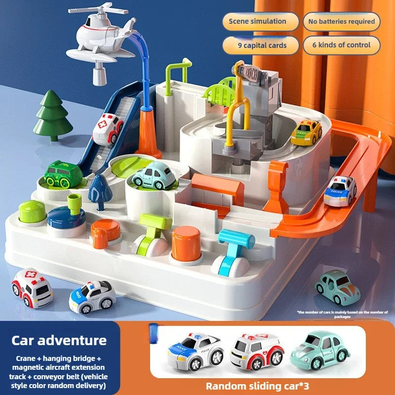 Rail Car Toys for Kids Inertia Cars Track Adventure Game Brain Mechanical Train Interactive Puzzle Toy Children Christmas Gifts