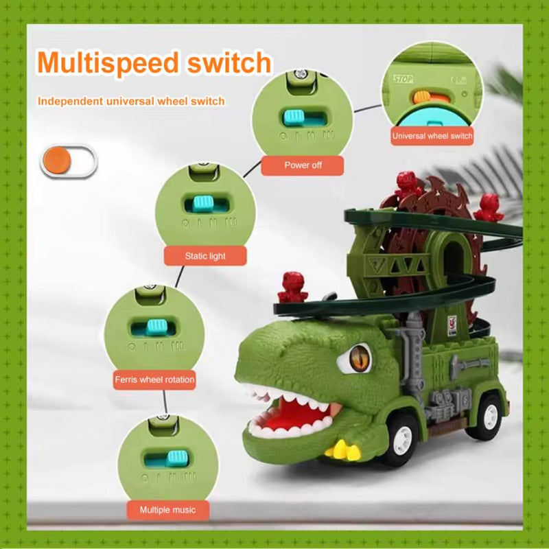 Dinosaur Climbing Slide Music Toy Puzzle Fun Electric Slide Toy Car Fun Slide Roller Coaster Birthday Christmas Gifts for Kids