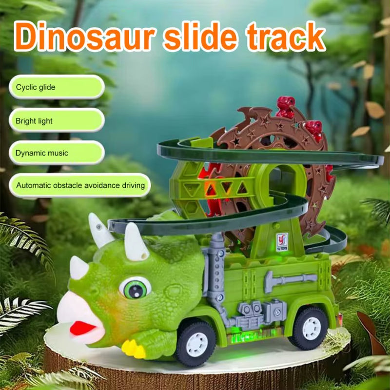 Dinosaur Climbing Slide Music Toy Puzzle Fun Electric Slide Toy Car Fun Slide Roller Coaster Birthday Christmas Gifts for Kids