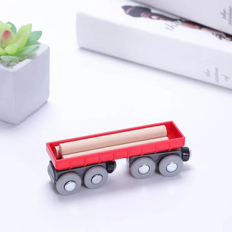 Wooden Track Accessories Magnetic Car Toy Wood Train Railway Scene Car Truck Fit BIRO Track Children'S Educational Toys