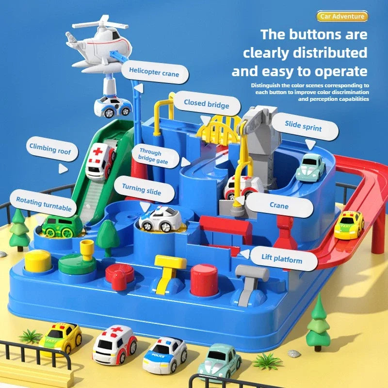Rail Car Toys for Kids Inertia Cars Track Adventure Game Brain Mechanical Train Interactive Puzzle Toy Children Christmas Gifts