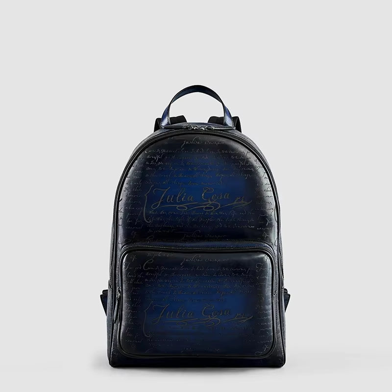 Luxury Italian Leather Backpack - Bag with Large Capacity for Laptops