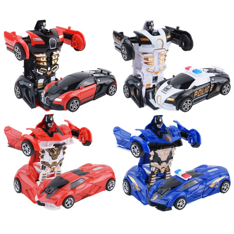 Yubon Mini Collision Deformation Robot Inertia Car Sports Car One Click Deformation Robot Car Toy for Kids Gift 2024