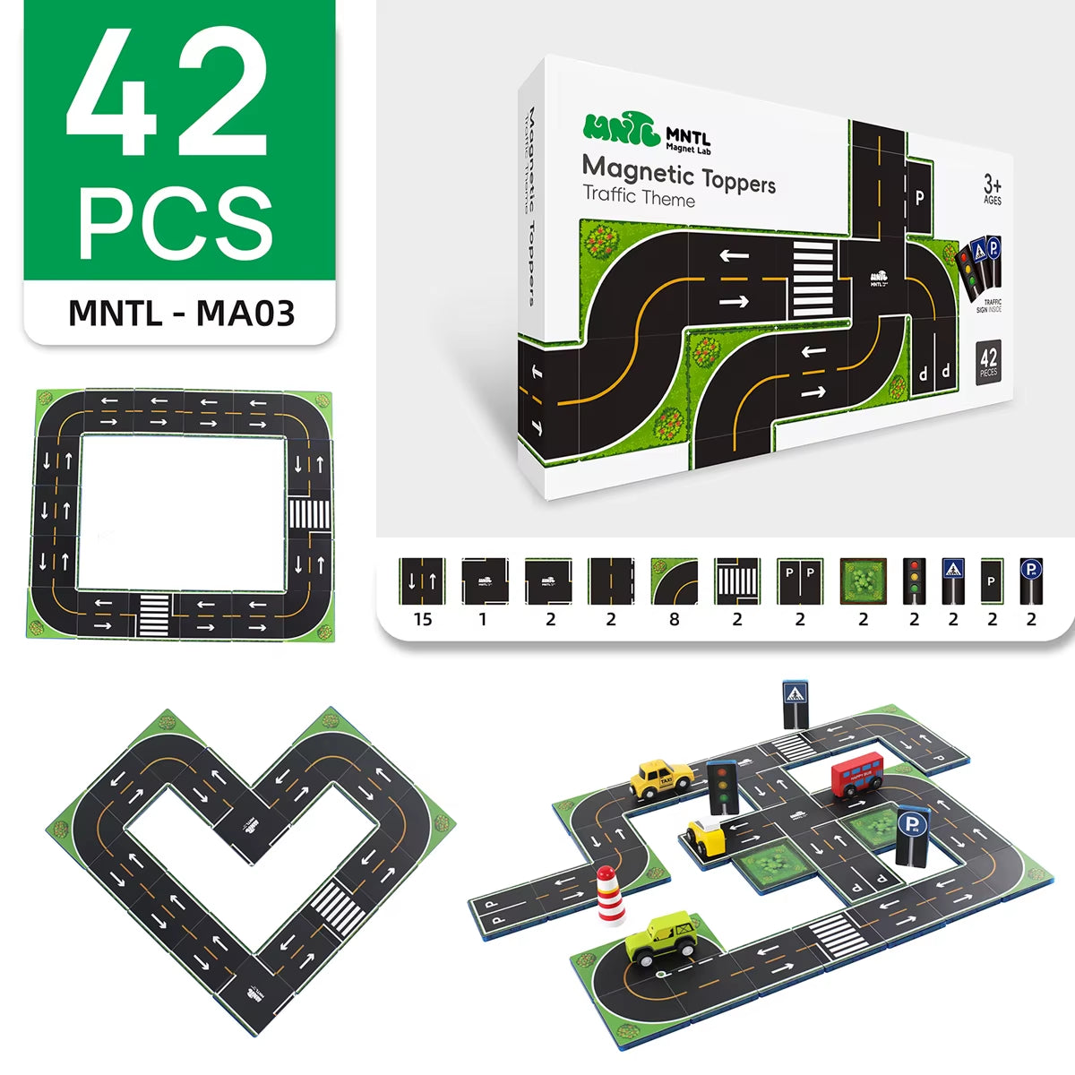 MNTL DIY Rc Car Racing Track Magnetic Toys Kids Railway Car Racing Track Adventure Educational Montessori Building Block Toy Set