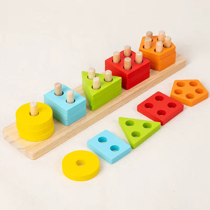 Matching Stacking Building Block Clock Sets 3D Puzzles Board Musical Figure Game Montessori Educational Toys for Kids Boys Girls