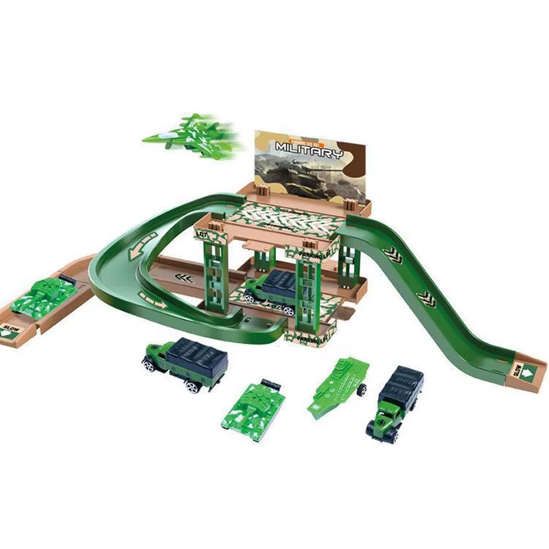 Children'S Track Parking Lot Toys Multi-Storey Car Parking Building Fire Police Engineering Dinosaur Car Toys