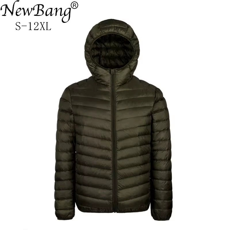 plus 9XL 10XL 11XL down Coat Male Large Size 90% Ultra Light down Jacket Men Lightweigh Warm Coat Hooded Feather Parka