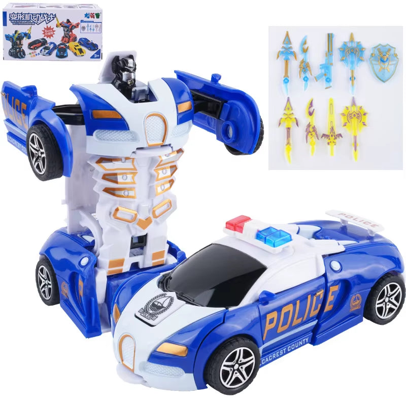 Yubon Mini Collision Deformation Robot Inertia Car Sports Car One Click Deformation Robot Car Toy for Kids Gift 2024