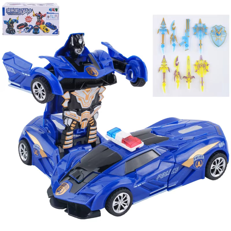 Yubon Mini Collision Deformation Robot Inertia Car Sports Car One Click Deformation Robot Car Toy for Kids Gift 2024