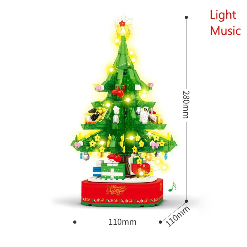 City Train Christmas Winter Village House Santa Gift Set Building Blocks City Street View Architecture Bricks Kids Toys Xmas