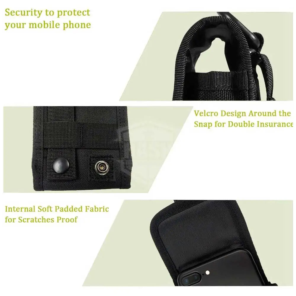 Molle Pouch Waist Holster Cell Phone Bag for Phones and Other Usage Belt Clip Locking D-Ring in Unique Style