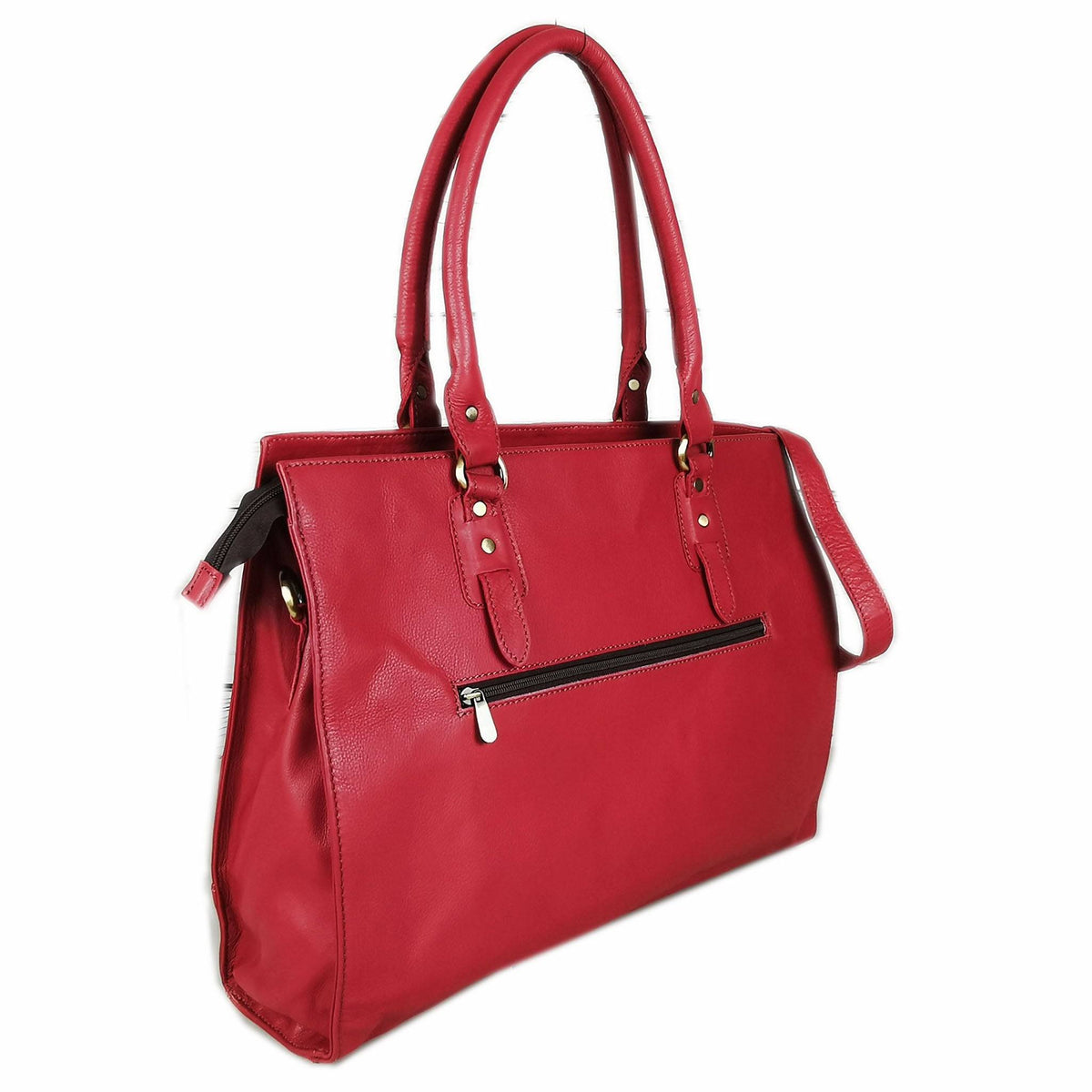 The Signature 17" Leather Laptop Bag, Ruby-4