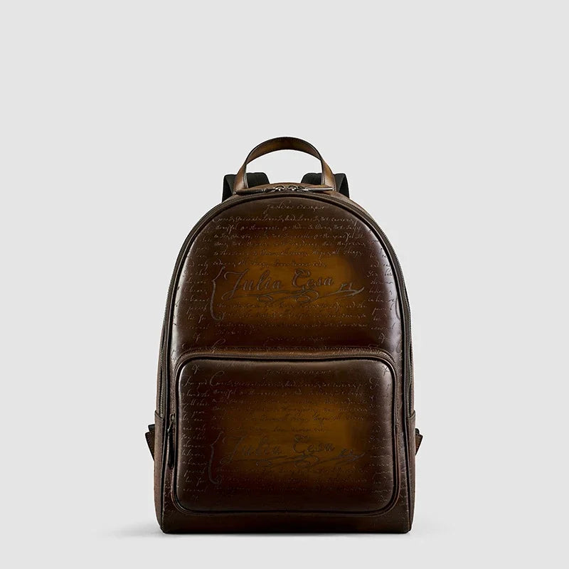 Luxury Italian Leather Backpack - Bag with Large Capacity for Laptops