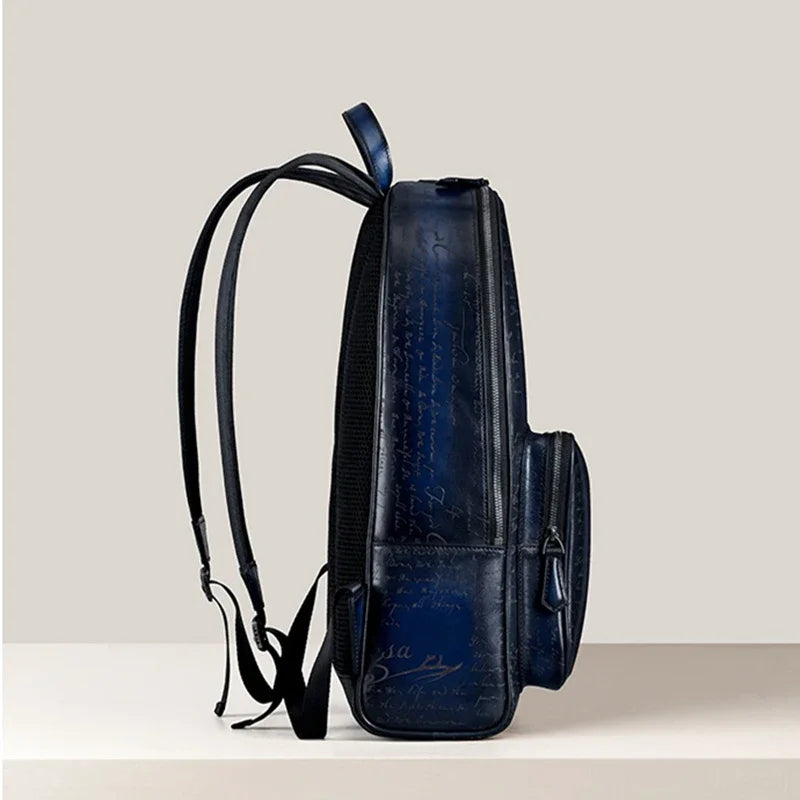 Luxury Italian Leather Backpack - Bag with Large Capacity for Laptops