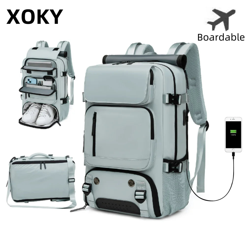 Ultimate Waterproof Travel Backpack with USB Charging & Independent Shoe Compartment - Perfect for Adventurers!