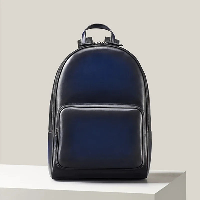 Luxury Italian Leather Backpack - Bag with Large Capacity for Laptops