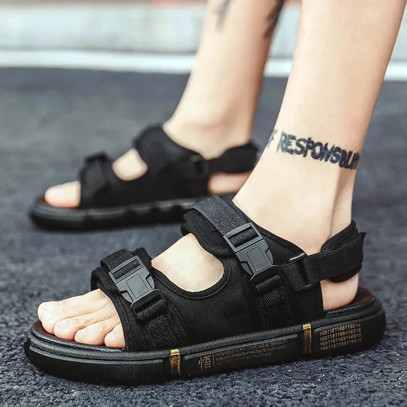 2024 Summer New Men'S Sandals Casual Sports Vietnam Couple Trendy Shoes Beach Sandals with Step-On Feeling PVC Sole