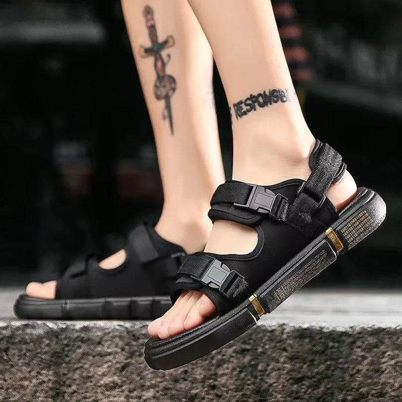 2024 Summer New Men'S Sandals Casual Sports Vietnam Couple Trendy Shoes Beach Sandals with Step-On Feeling PVC Sole