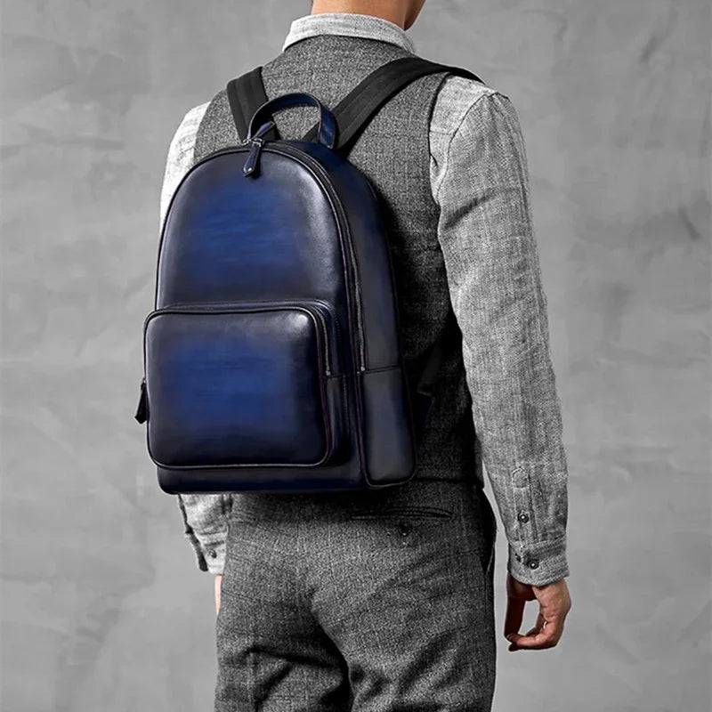 Luxury Italian Leather Backpack - Bag with Large Capacity for Laptops