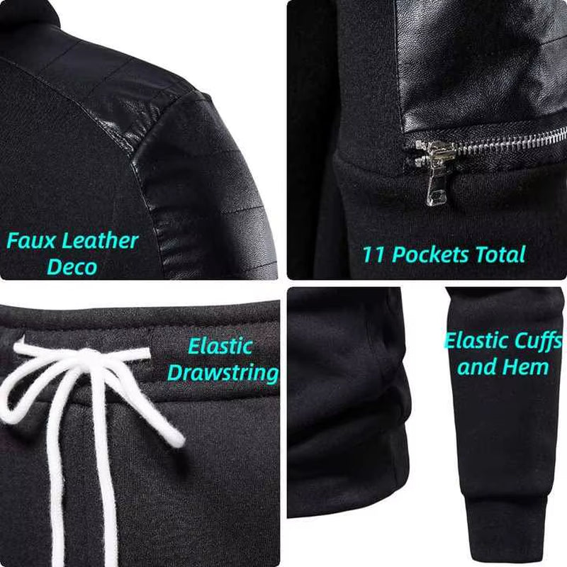Winter Tracksuit Men Clothing Sportswear Training & Jogging Wear 100% Cotton & Leather Customized Logo Full Sleeves Hoodie Set